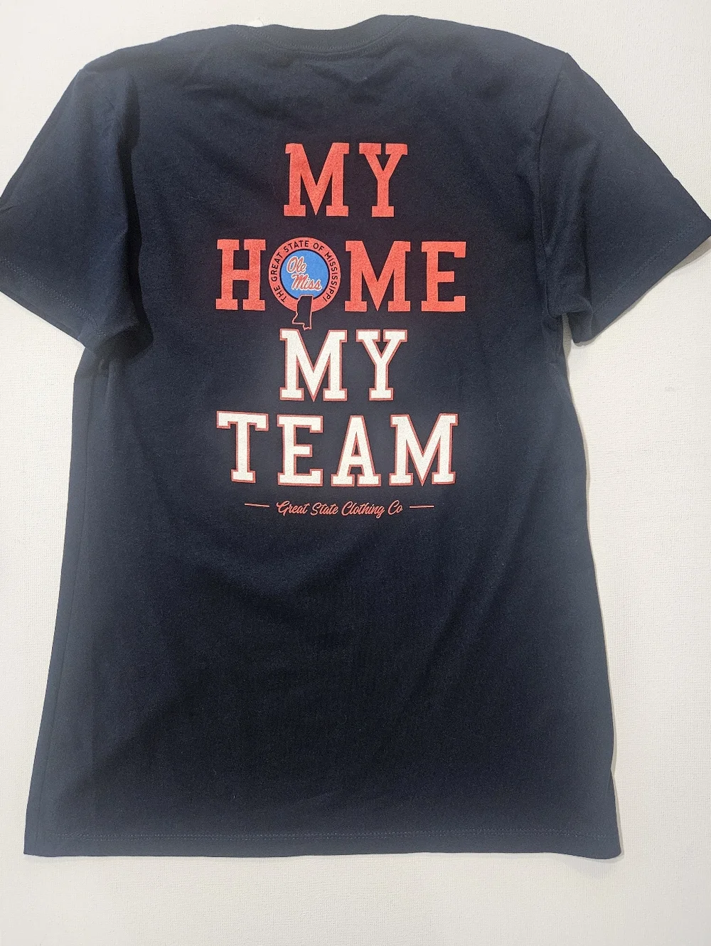 NWT Great‎ State Ole Miss Rebels Youth T-shirt Black Red Spellout Logo NCAA Tee